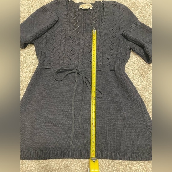 Michael Kors Women’s Sweater Medium Black Cotton Angora Pointelle Cable Knit - Picture 7 of 10